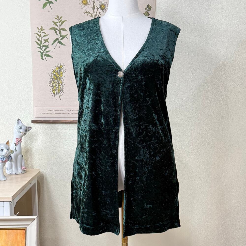 Vintage 80s 90s Crushed Velvet Vest Whimsigoth Witchy Fairy Grunge Forest OS